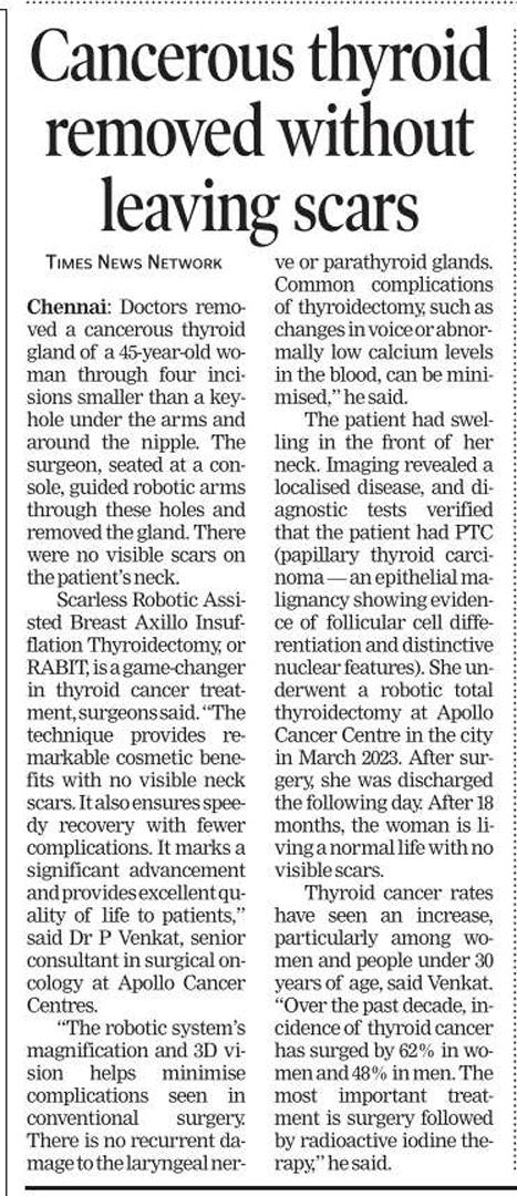 A Game Changer Tamil Nadu Witnesses States First Successful and A Scar less Robotic Thyroidectomy Treatment for Thyroid Cancers-2