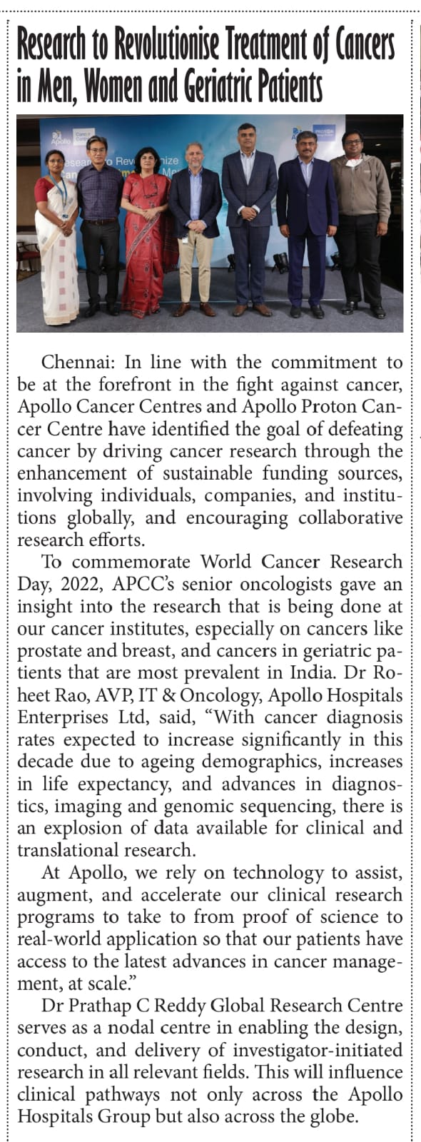 Apollo’s senior oncologists