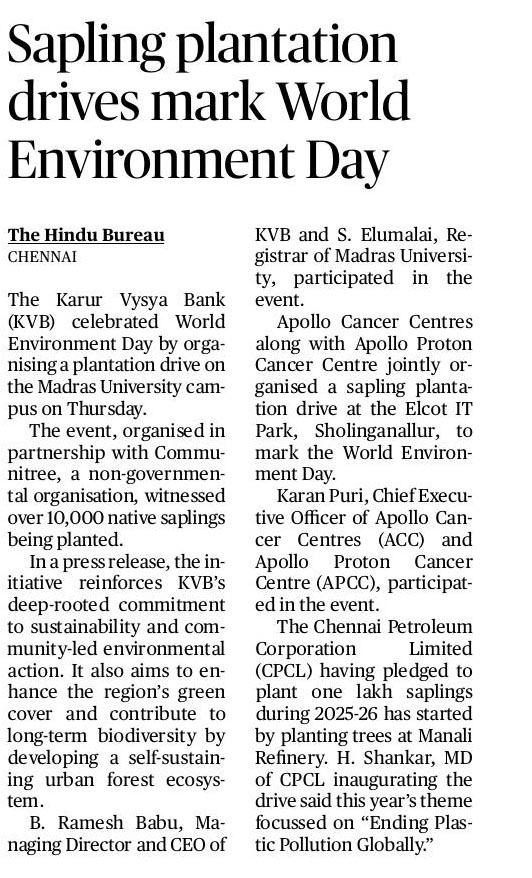 Apollo Cancer Centres and Apollo Proton Cancer Centre Commemorate World Environment Day with Sapling Plantation Drive-1