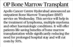 Apollo Cancer Centres Unveils its First Outpatient Bone Marrow Transplant Service in Andhra Pradesh & Telangana news img - 5